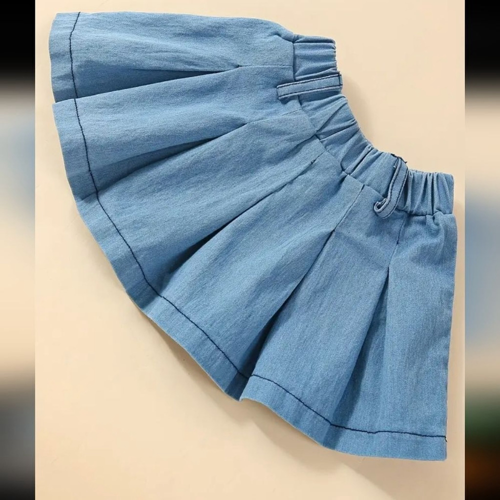Adorable Denim Heart Halter Top and Skirt Set for Girls Summer Beach Outfit‎ - Picture 4 of 4
